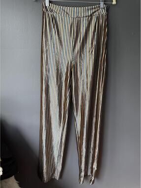 ZARA Striped Metallic High Waist Velvety Pants